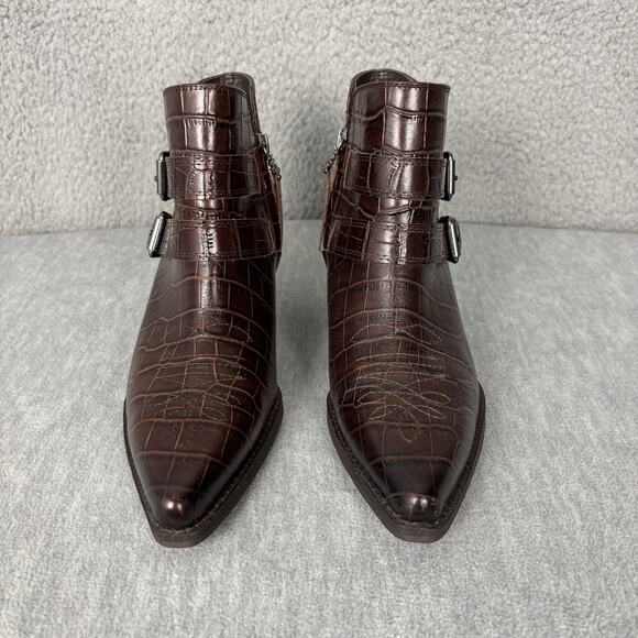 SAM EDELMAN Leather Western Ankle Heel Boots Brown Women's Sz 9.5M - Picture 3 of 14